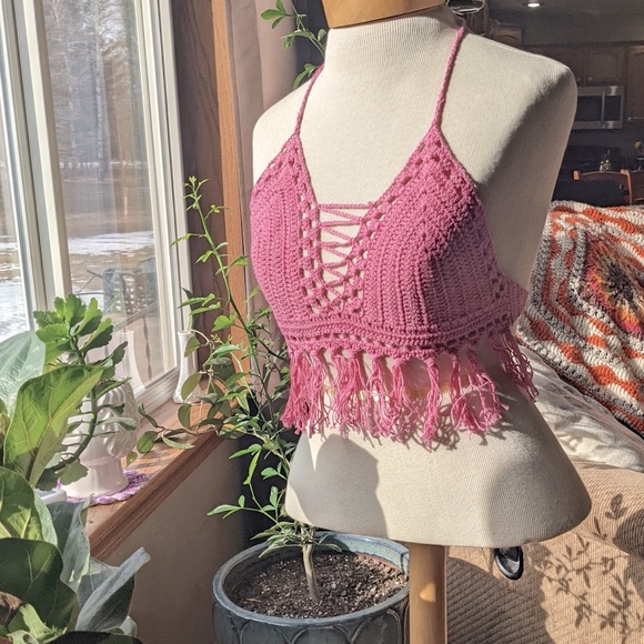 Tops - Womens Cotton Crochet Halter size: S